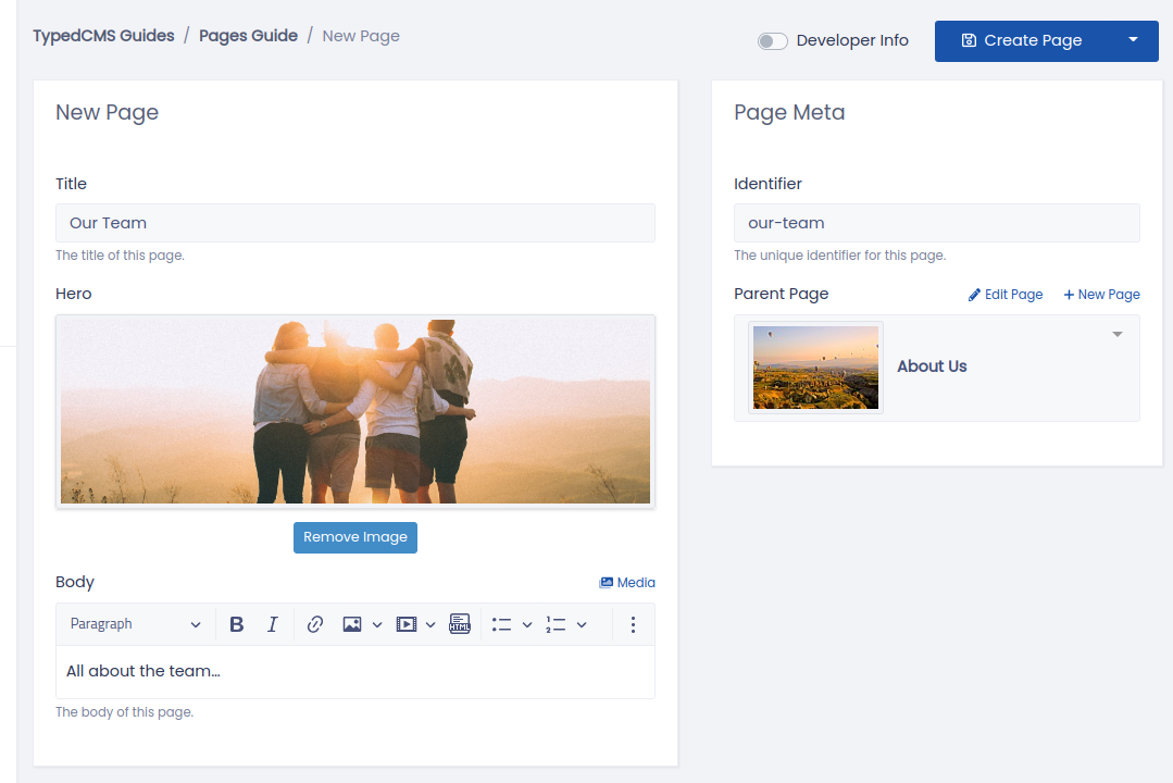 Creating an Our Team Page